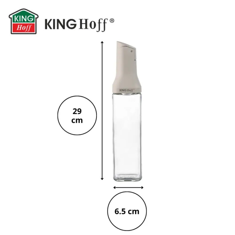 Γυάλινη φιάλη για σάλτσες Kinghoff KH 2004, 500 ml, Δοσομετρητής, Στεγανό κλείσιμο, Μπεζ