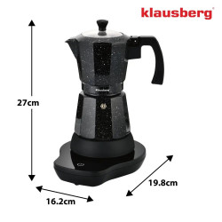Ηλεκτρική κουβανέζικη καφετιέρα Klausberg KB 7998, 500 W, 6 φλιτζάνια, Ενσωματωμένη θερμαντική αντίσταση, Βαλβίδα ασφαλείας, Μαύρο