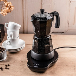 Ηλεκτρική κουβανέζικη καφετιέρα Klausberg KB 7998, 500 W, 6 φλιτζάνια, Ενσωματωμένη θερμαντική αντίσταση, Βαλβίδα ασφαλείας, Μαύρο