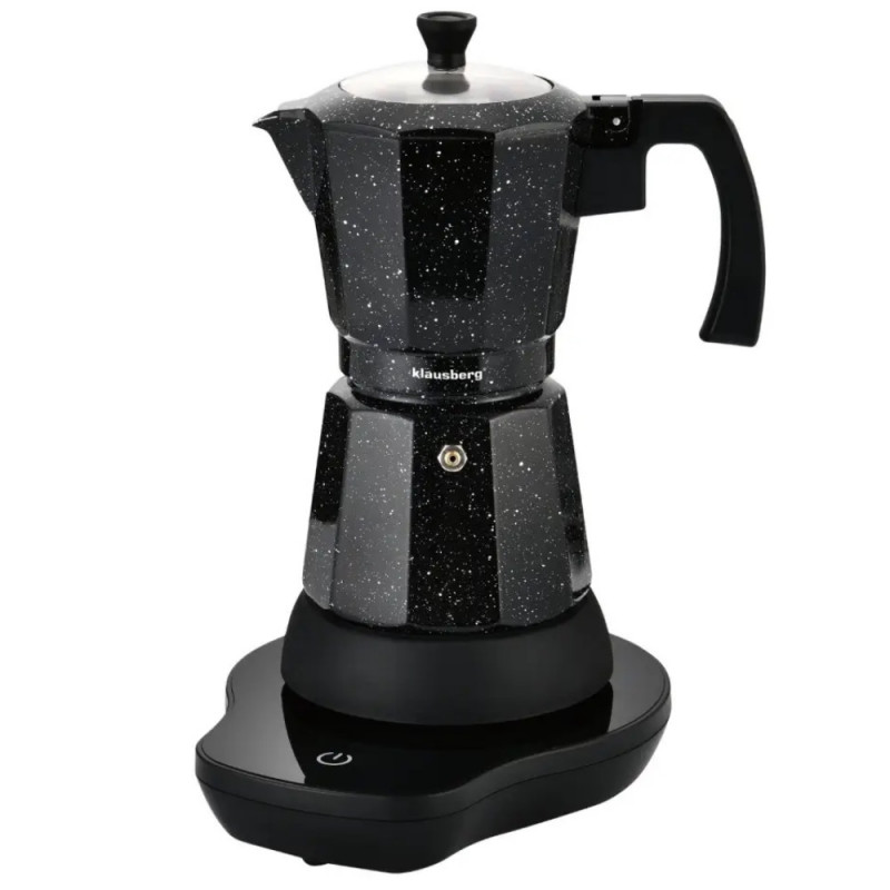 Ηλεκτρική κουβανέζικη καφετιέρα Klausberg KB 7998, 500 W, 6 φλιτζάνια, Ενσωματωμένη θερμαντική αντίσταση, Βαλβίδα ασφαλείας, Μαύρο