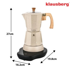Ηλεκτρική κουβανέζικη καφετιέρα Klausberg KB 7999, 500 W, 6 φλιτζάνια, ενσωματωμένη θερμαντική αντίσταση, βαλβίδα ασφαλείας, Μπεζ