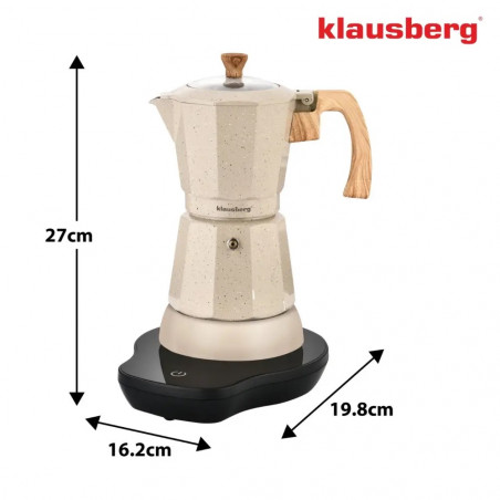 Ηλεκτρική κουβανέζικη καφετιέρα Klausberg KB 7999, 500 W, 6 φλιτζάνια, ενσωματωμένη θερμαντική αντίσταση, βαλβίδα ασφαλείας, Μπεζ