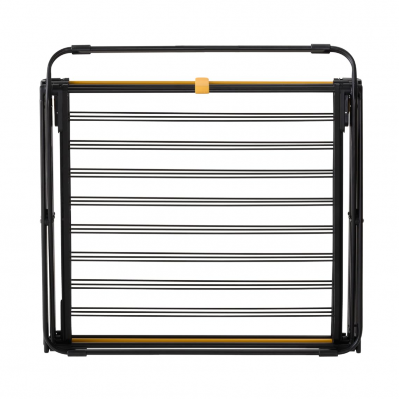 Στεγνωτήριο ρούχων Joseph Joseph AirFrame™ 5000024, 16 μ., 3 επίπεδα, πτυσσόμενο, μηχανισμός ασφάλισης, επιμήκεις ράγες για μακριά ρούχα, Μαύρο/κίτρινο