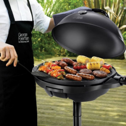 Ηλεκτρική ψησταριά/γκριλ George Foreman 22460-56, 2400 W, 44,5 εκ., 15 μερίδες, 5 επίπεδα θερμοκρασίας, Αντικολλητική επίστρωση, Μαύρο