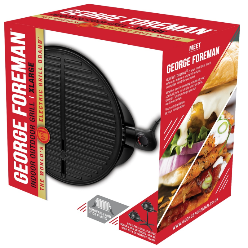 Ηλεκτρική ψησταριά/γκριλ George Foreman 22460-56, 2400 W, 44,5 εκ., 15 μερίδες, 5 επίπεδα θερμοκρασίας, Αντικολλητική επίστρωση, Μαύρο