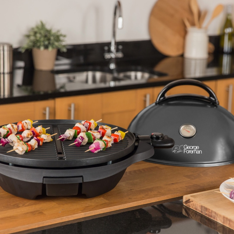 Ηλεκτρική ψησταριά/γκριλ George Foreman 22460-56, 2400 W, 44,5 εκ., 15 μερίδες, 5 επίπεδα θερμοκρασίας, Αντικολλητική επίστρωση, Μαύρο