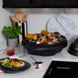 Ηλεκτρική ψησταριά/γκριλ George Foreman 22460-56, 2400 W, 44,5 εκ., 15 μερίδες, 5 επίπεδα θερμοκρασίας, Αντικολλητική επίστρωση, Μαύρο