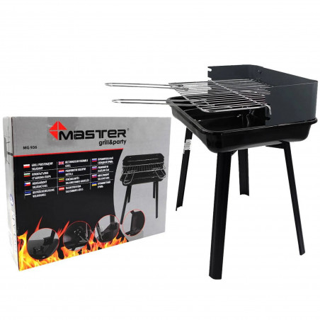 Μπάρμπεκιου με ξυλοκάρβουνα Master Grill & Party MG936, Ρυθμιζόμενη σχάρα, Πτυσσόμενο, Μαύρο