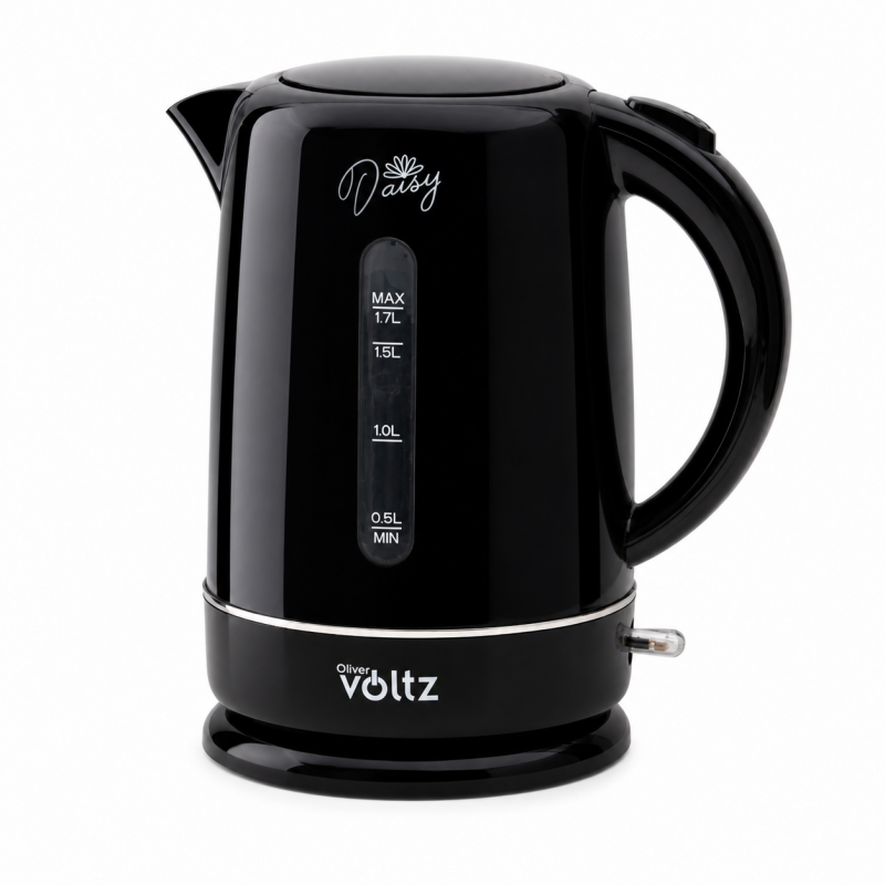 Ηλεκτρικός βραστήρας Oliver Voltz Daisy OV51230W, 2200W, 1.7 l, Αυτόματη απενεργοποίηση, Μαύρο