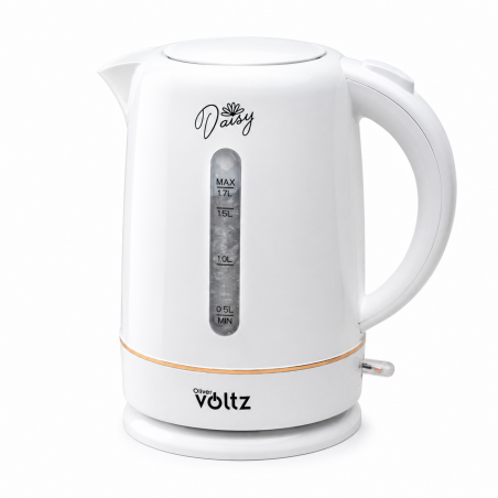 Ηλεκτρικός βραστήρας Oliver Voltz Daisy OV51230W, 2200W, 1.7 l, Αυτόματη απενεργοποίηση, Λευκό
