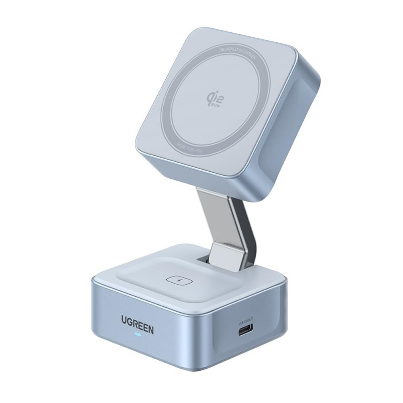 Ασύρματο φορτιστή 2 σε 1 UGREEN W752, μέγιστη ισχύς 35 W, MagFlow 25 W Qi2, USB-C, Γκρι