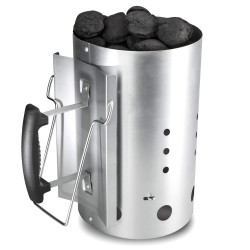 Уред за разпалване на барбекю Master Grill & Party MG118, Подходящ за дървени въглища и брикети, Топлоизолирана дръжка, Стомана, Сребрист
