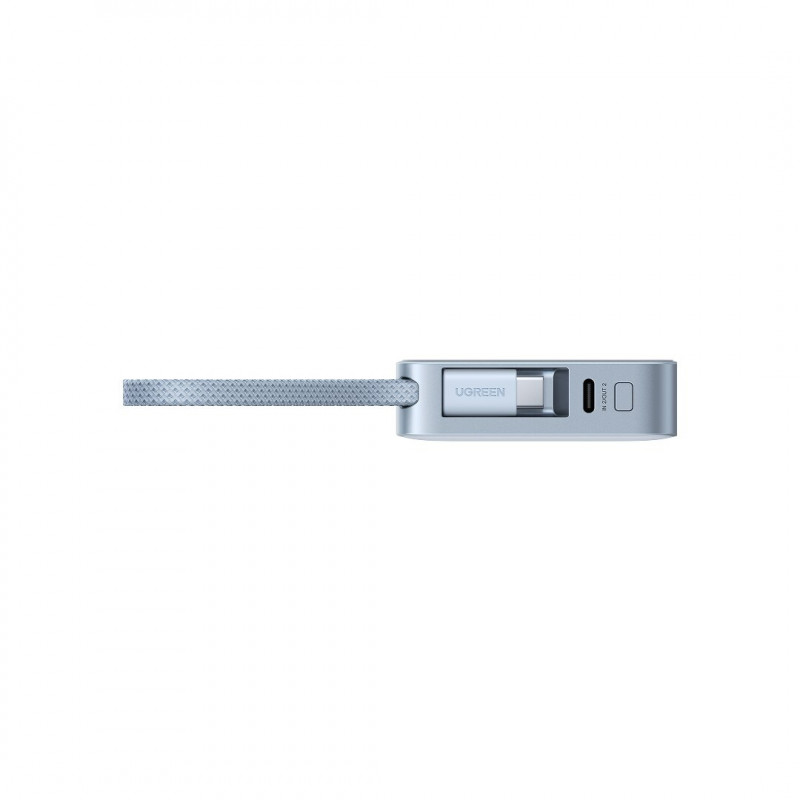 Φορητή μπαταρία UGREEN PB773, 10000mAh, PD 30W, Qi2 25W, Magflow, ψηφιακή οθόνη LED, ενσωματωμένο καλώδιο, USB-C, μπλε