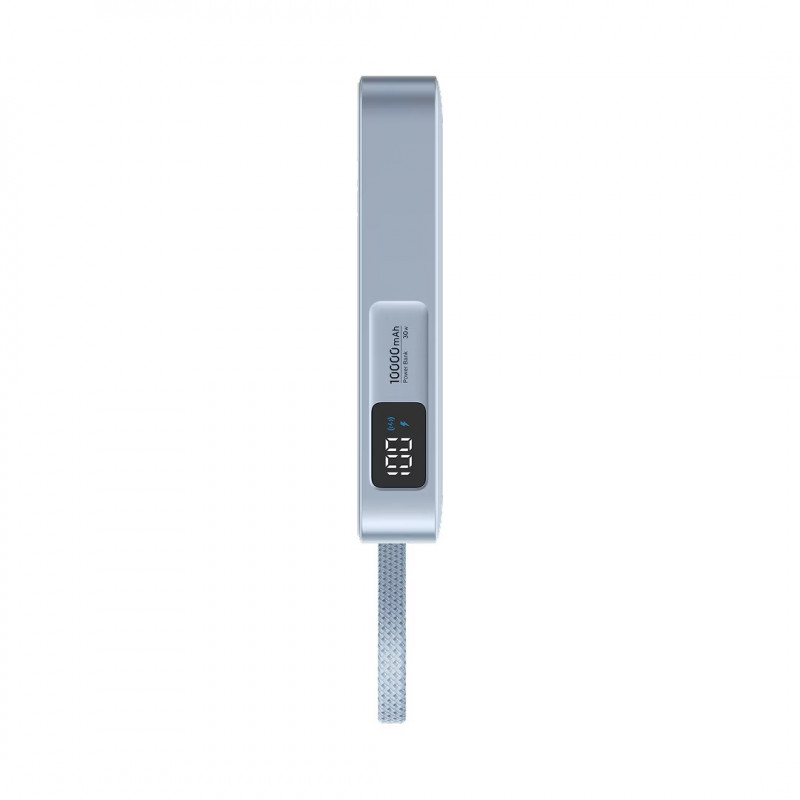 Φορητή μπαταρία UGREEN PB773, 10000mAh, PD 30W, Qi2 25W, Magflow, ψηφιακή οθόνη LED, ενσωματωμένο καλώδιο, USB-C, μπλε