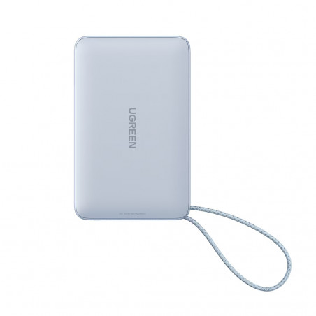 Φορητή μπαταρία UGREEN PB773, 10000mAh, PD 30W, Qi2 25W, Magflow, ψηφιακή οθόνη LED, ενσωματωμένο καλώδιο, USB-C, μπλε