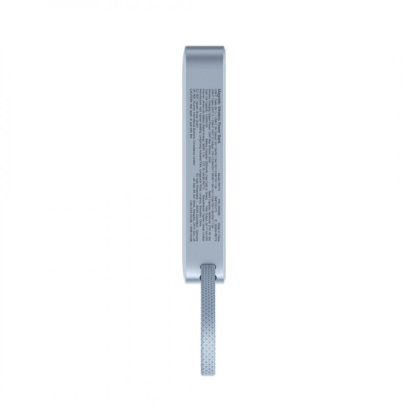Φορητή μπαταρία UGREEN PB773, 10000mAh, PD 30W, Qi2 25W, Magflow, ψηφιακή οθόνη LED, ενσωματωμένο καλώδιο, USB-C, μπλε