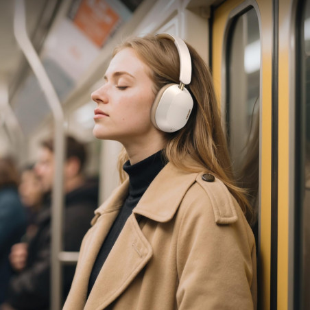 Ασύρματα ακουστικά UGREEN HiTune ANC Max5c HP203, Έως 75 ώρες, Spatial Audio, Hi-Res, Υβριδική ακουστική απομόνωση ANC, Αναδιπλούμενα, Λευκό