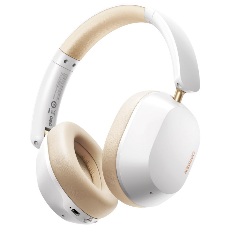 Ασύρματα ακουστικά UGREEN HiTune ANC Max5c HP203, Έως 75 ώρες, Spatial Audio, Hi-Res, Υβριδική ακουστική απομόνωση ANC, Αναδιπλούμενα, Λευκό