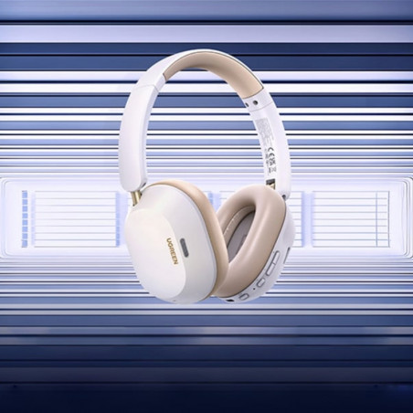 Ασύρματα ακουστικά UGREEN HiTune ANC Max5c HP203, Έως 75 ώρες, Spatial Audio, Hi-Res, Υβριδική ακουστική απομόνωση ANC, Αναδιπλούμενα, Λευκό