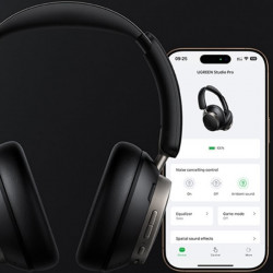 Ασύρματα ακουστικά UGREEN ANC HP206 StudioPro, Έως 120 ώρες, Hi-Res, LDAC, Spatial Audio, Λειτουργία παιχνιδιού, 8 λειτουργίες ισοσταθμιστή, Γρήγορη φόρτιση, Μαύρο