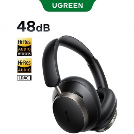 Ασύρματα ακουστικά UGREEN ANC HP206 StudioPro, Έως 120 ώρες, Hi-Res, LDAC, Spatial Audio, Λειτουργία παιχνιδιού, 8 λειτουργίες ισοσταθμιστή, Γρήγορη φόρτιση, Μαύρο