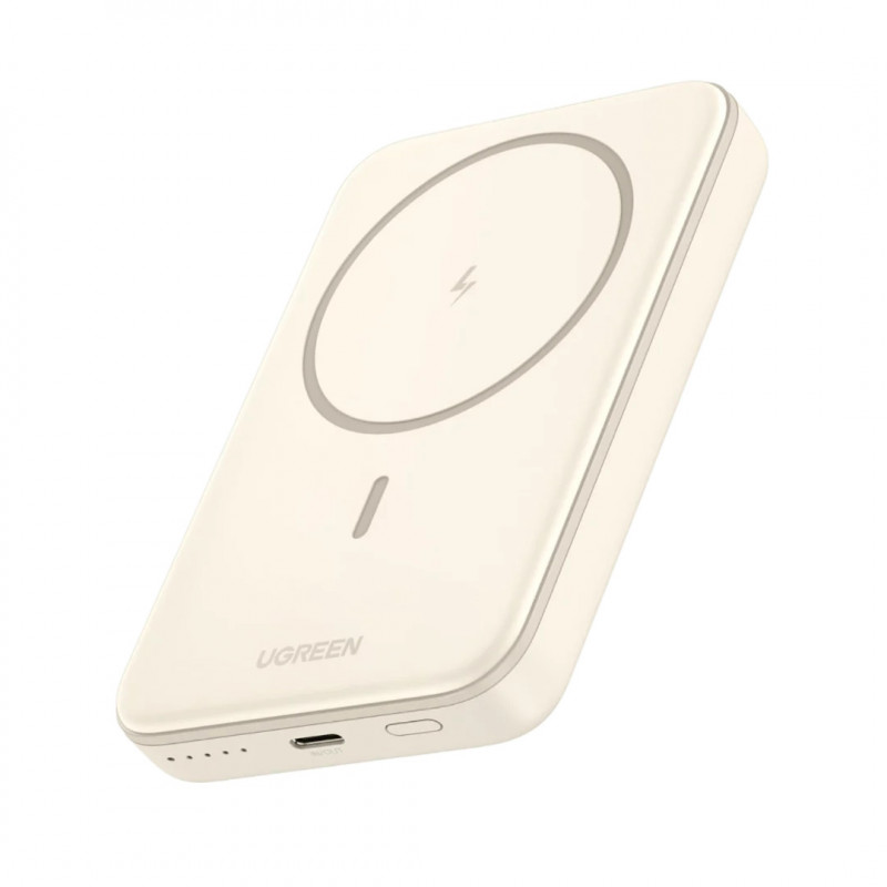 Φορητή μπαταρία UGREEN PB561, 10000 mAh, PD 3.0 20W, Qi 15W, μαγνητική ασύρματη φόρτιση, φωτάκια LED, USB-C, λευκό