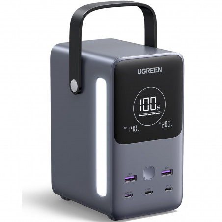 Φορητή μπαταρία UGREEN PB770, 48.000 mAh, 300 W, LiFePO4, USB-C/A, φως LED με λειτουργίες, λαβή, Γκρι