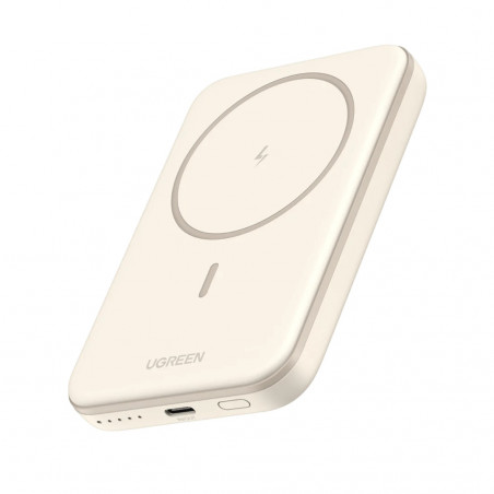 Φορητή μπαταρία UGREEN PB560, 5000mAh, PD 3.0 20W, Qi 7,5W, μαγνητική ασύρματη φόρτιση, φωτάκια LED, USB-C, λευκό