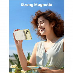 Φορητή μπαταρία UGREEN PB560, 5000mAh, PD 3.0 20W, Qi 7,5W, μαγνητική ασύρματη φόρτιση, φωτάκια LED, USB-C, λευκό