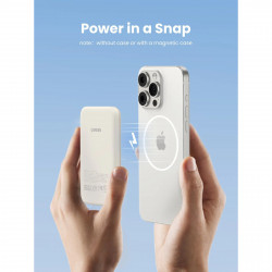 Φορητή μπαταρία UGREEN PB560, 5000mAh, PD 3.0 20W, Qi 7,5W, μαγνητική ασύρματη φόρτιση, φωτάκια LED, USB-C, λευκό