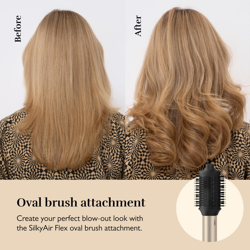 Συσκευή styling και στεγνώματος 8 σε 1 Silk'n SilkyAir Flex SIF8PE1001, 1300 W, Αυτόματη δημιουργία μπούκλων και ρύθμιση θερμοκρασίας, 39-90 °C, 3 ταχύτητες, Αυτοκαθαρισμός, Ιονισμός, Μαύρο/χρυσό