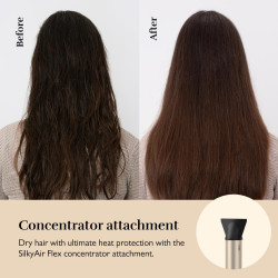 Συσκευή styling και στεγνώματος 8 σε 1 Silk'n SilkyAir Flex SIF8PE1001, 1300 W, Αυτόματη δημιουργία μπούκλων και ρύθμιση θερμοκρασίας, 39-90 °C, 3 ταχύτητες, Αυτοκαθαρισμός, Ιονισμός, Μαύρο/χρυσό