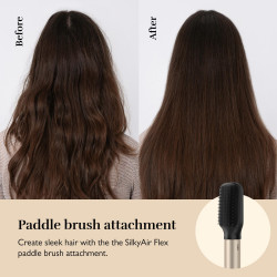 Συσκευή styling και στεγνώματος 8 σε 1 Silk'n SilkyAir Flex SIF8PE1001, 1300 W, Αυτόματη δημιουργία μπούκλων και ρύθμιση θερμοκρασίας, 39-90 °C, 3 ταχύτητες, Αυτοκαθαρισμός, Ιονισμός, Μαύρο/χρυσό