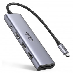 Σταθμός σύνδεσης 6 σε 1 UGREEN CM511, PD 100W, USB-C σε 3x USB-A/1xHDMI/1xSD/1xMicroSD, Έως 4K@60fps, Γκρι