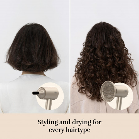 Στεγνωτήρας μαλλιών Silk'n SilkyAir Pro HDB3PE1001, 1600 W, 76 km/h, 18 λειτουργίες, Αυτόματος έλεγχος θερμοκρασίας, 39-98 °C, Ιονισμός, 3 εξαρτήματα, LED, Ροζ χρυσό