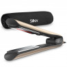 Σίδερο μαλλιών Silk'n SilkyStraight SIS1PE1001, 45 W, 12 ρυθμίσεις θερμοκρασίας, οθόνη LED, πλάκες τιτανίου, τεχνολογία υπέρυθρων, ιονισμός, 120-230 °C, μνήμη, ροζ χρυσό