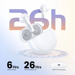Ασύρματα ακουστικά UGREEN HiTune H5 TWS WS201, 6 ώρες, ακουστική απομόνωση ANC, IPX5, χειρισμός μέσω αφής, BT 5.3, Λευκό