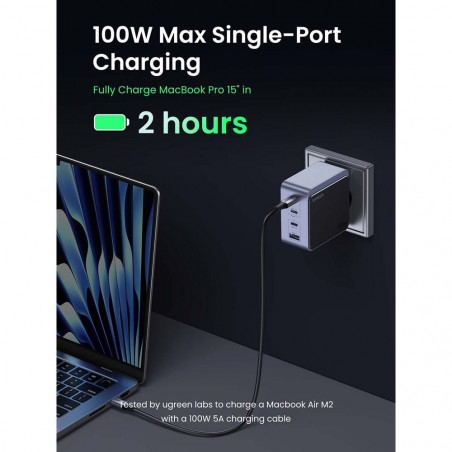 Φορτιστής UGREEN GaN X565, PD 3.0 100W, 3xUSB-C/1xUSB-A, τεχνολογία GaN, ,  Γκρι