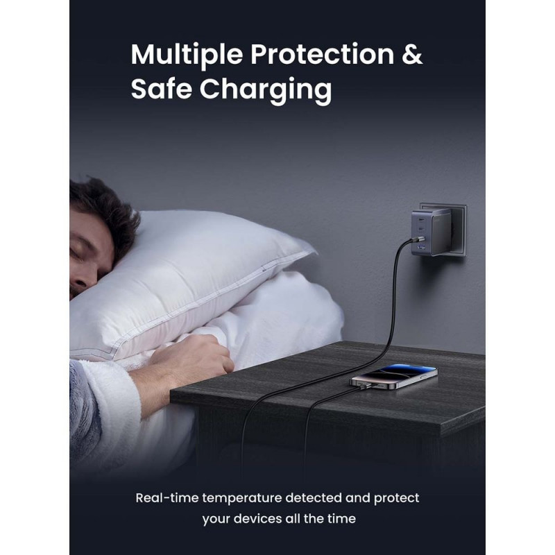 Φορτιστής UGREEN GaN X565, PD 3.0 100W, 3xUSB-C/1xUSB-A, τεχνολογία GaN, ,  Γκρι