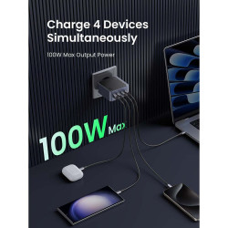 Φορτιστής UGREEN GaN X565, PD 3.0 100W, 3xUSB-C/1xUSB-A, τεχνολογία GaN, ,  Γκρι