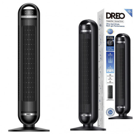 Ανεμιστήρας πύργου Dreo Nomad TF414, 35 W, 92 cm, 1961 m³/h, 8 ταχύτητες, 4 λειτουργίες, ταλάντωση, μαύρος