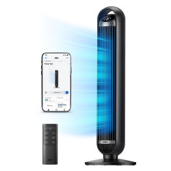 Ανεμιστήρας πύργου Dreo Tower Fan 413S, 35 W, 92 cm, 1961 m³/h, 8 ταχύτητες, 4 λειτουργίες, ταλάντωση, εφαρμογή για κινητά, φωνητικές εντολές, μαύρο