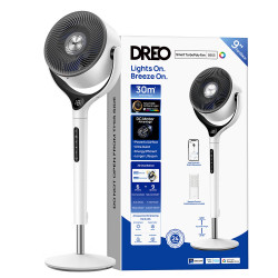 Ανεμιστήρας Dreo TurboPoly™ Fan 565S, 36 W, 6 λειτουργίες, 9 ταχύτητες, 3D ταλάντωση 120°, εφαρμογή για κινητά, Wi-Fi, RGB, HyperSilent, λευκό
