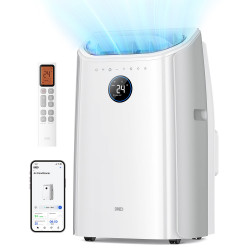 Φορητό κλιματιστικό Dreo 515S, 1500 W, 20-30 τ.μ., 12000 BTU, Ψύξη, Ανεμιστήρας, Απορρόφηση υγρασίας, Φωνητικές εντολές, LED, Λευκό