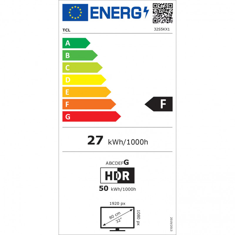 Τηλεόραση TCL 32S5K, 32″ (80 εκ.), Full HD 1920×1080, Κατηγορία ενεργειακής απόδοσης F, Android, QLED, Wi-Fi, HDR10+, Μαύρο