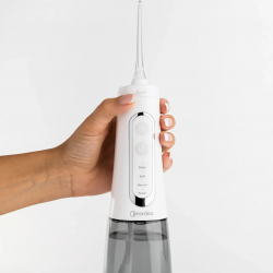 Οδοντικό ντους Nordics Expert EA139W, 300 ml, 5 λειτουργίες, 5 τύποι ψεκασμού, IPX7, ακροφύσιο 360°, USB-C, Λευκό