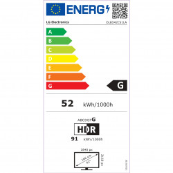 Τηλεόραση LG OLED42C51LA, 4K Ultra HD 3840 x 2160, 42", Κατηγορία G, OLED, Smart TV, Dolby Vision, AI Upscaling, webOS, Μαύρο