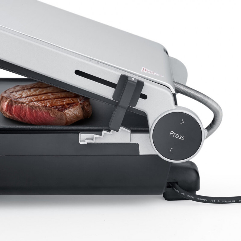 Ηλεκτρική ψησταριά 3 σε 1 Caso Germany SteakMaster Pro, 2000 W, 34 x 24 εκ., 80-240 °C, κεραμική επίστρωση, χρονοδιακόπτης, αφής χειριστήριο, ανοξείδωτο/μαύρο