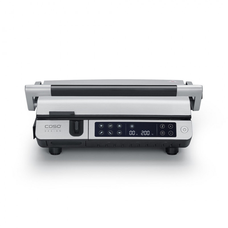 Ηλεκτρική ψησταριά 3 σε 1 Caso Germany SteakMaster Pro, 2000 W, 34 x 24 εκ., 80-240 °C, κεραμική επίστρωση, χρονοδιακόπτης, αφής χειριστήριο, ανοξείδωτο/μαύρο