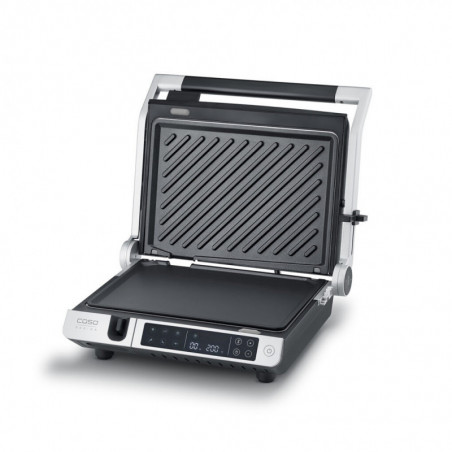 Ηλεκτρική ψησταριά 3 σε 1 Caso Germany SteakMaster Pro, 2000 W, 34 x 24 εκ., 80-240 °C, κεραμική επίστρωση, χρονοδιακόπτης, αφής χειριστήριο, ανοξείδωτο/μαύρο